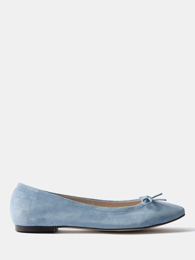 Product image 1 of 5, which shows Mint Velvet Carla Suede Ballerina Pumps, Blue, 4