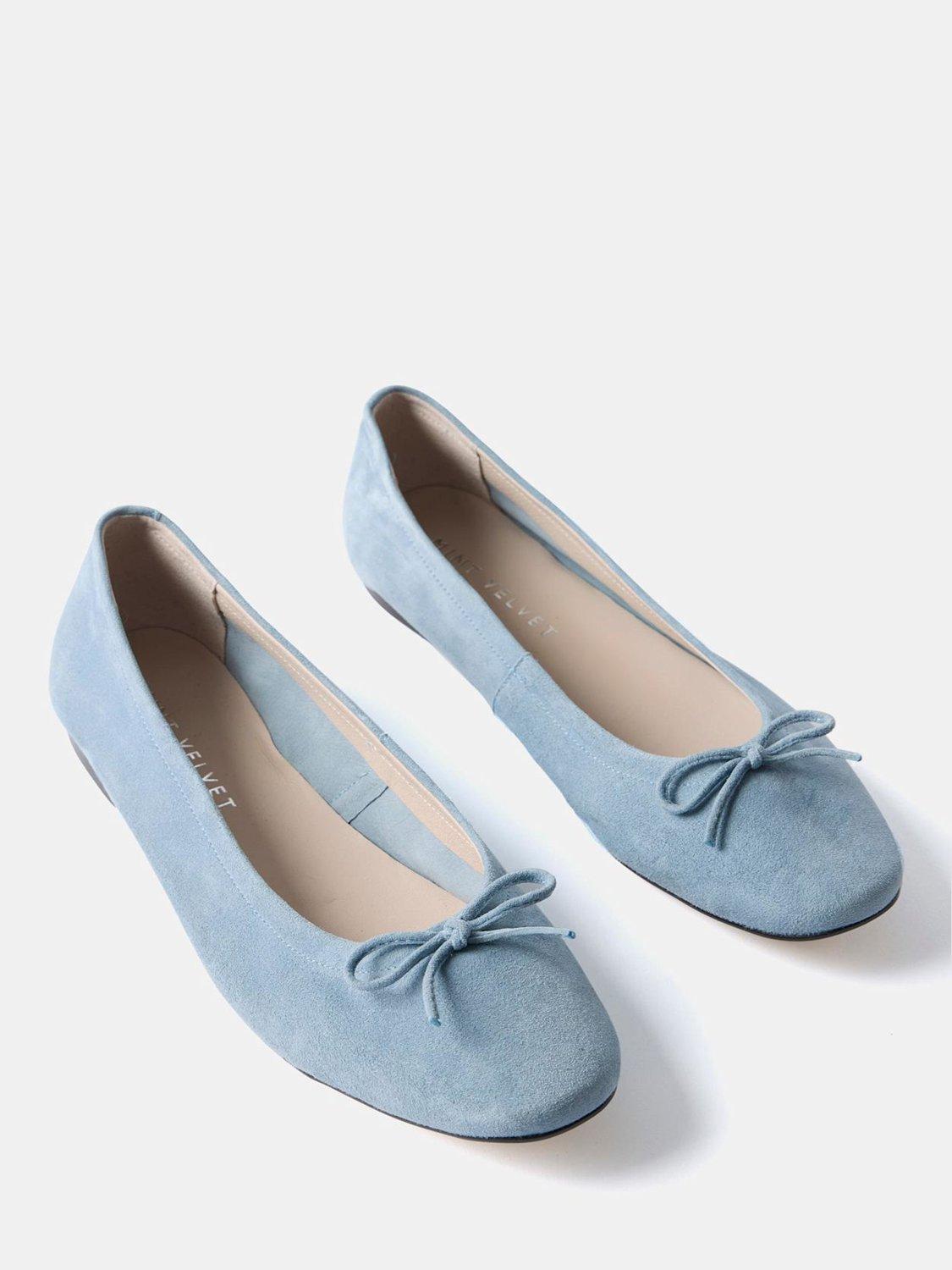 Product image 2 of 5, which shows Mint Velvet Carla Suede Ballerina Pumps, Blue, 4