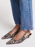 Mint Velvet Zebra Print Leather Kitten Heel Slingback Court Shoes, Natural Cream