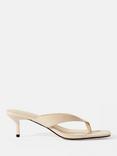 Mint Velvet Betty Leather Kitten Heel Toe Post Sandals, Cream