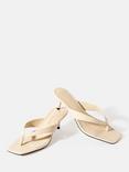 Mint Velvet Betty Leather Kitten Heel Toe Post Sandals, Cream