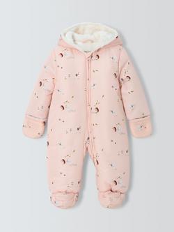 John Lewis Baby Hedgehog Print Snowsuit, Pink, Pink