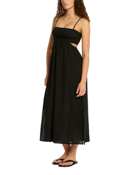 Sea Level Sunset Bandeau Dress, Black - view 2, Black