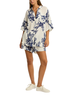 Sea Level Aloha Shirt 1, White/Blue
