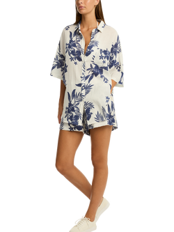 Sea Level Aloha Shirt 1 - view 2, White/Blue