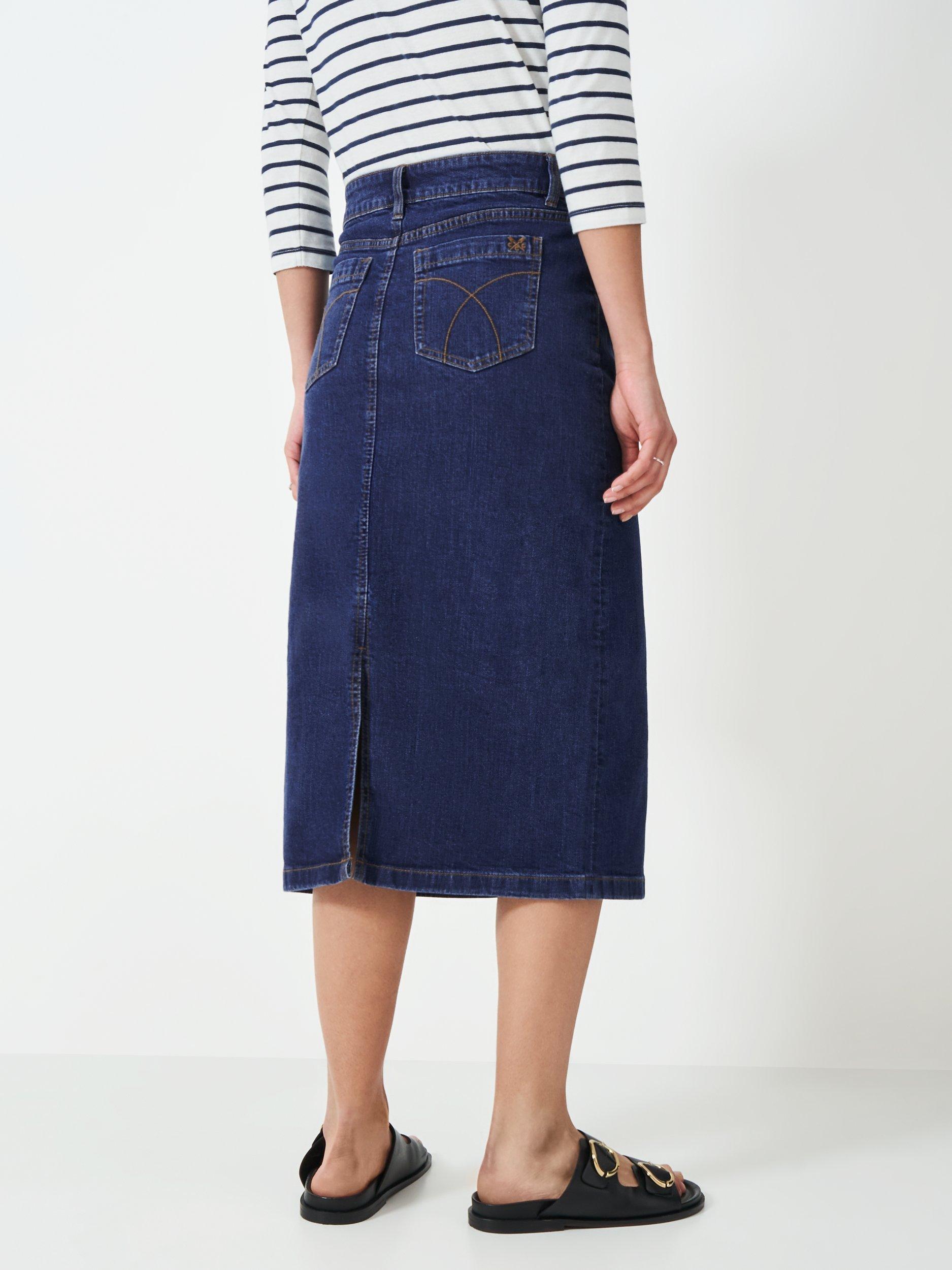 Product image 3 of 5, which shows Crew Clothing Mia Denim Midi Skirt, Denim, 6