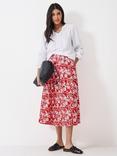 Crew Clothing Gabby Floral Skirt, Red/White