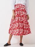 Crew Clothing Gabby Floral Skirt, Red/White
