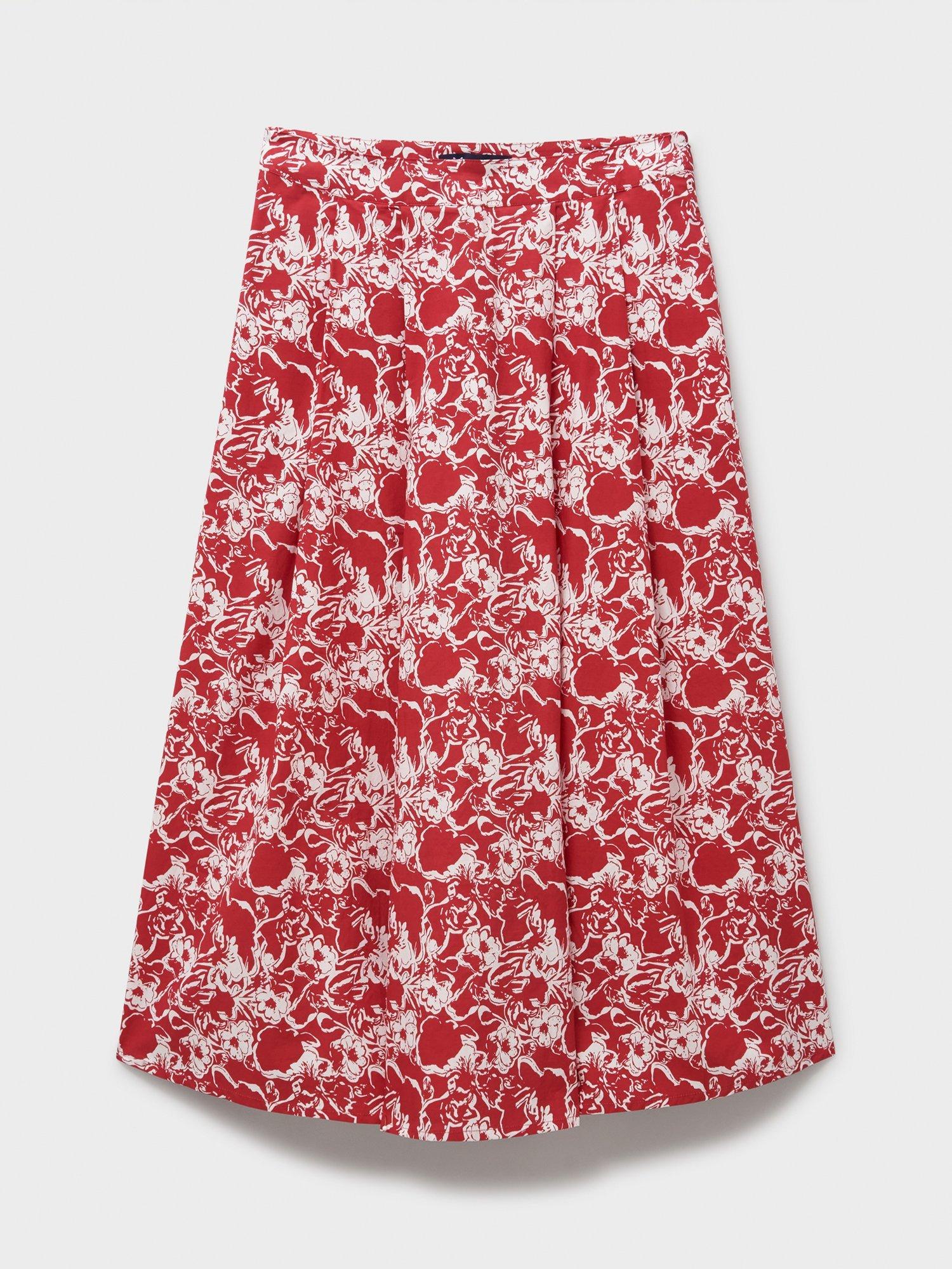 Product image 5 of 5, which shows Crew Clothing Gabby Floral Skirt, Red/White, 6