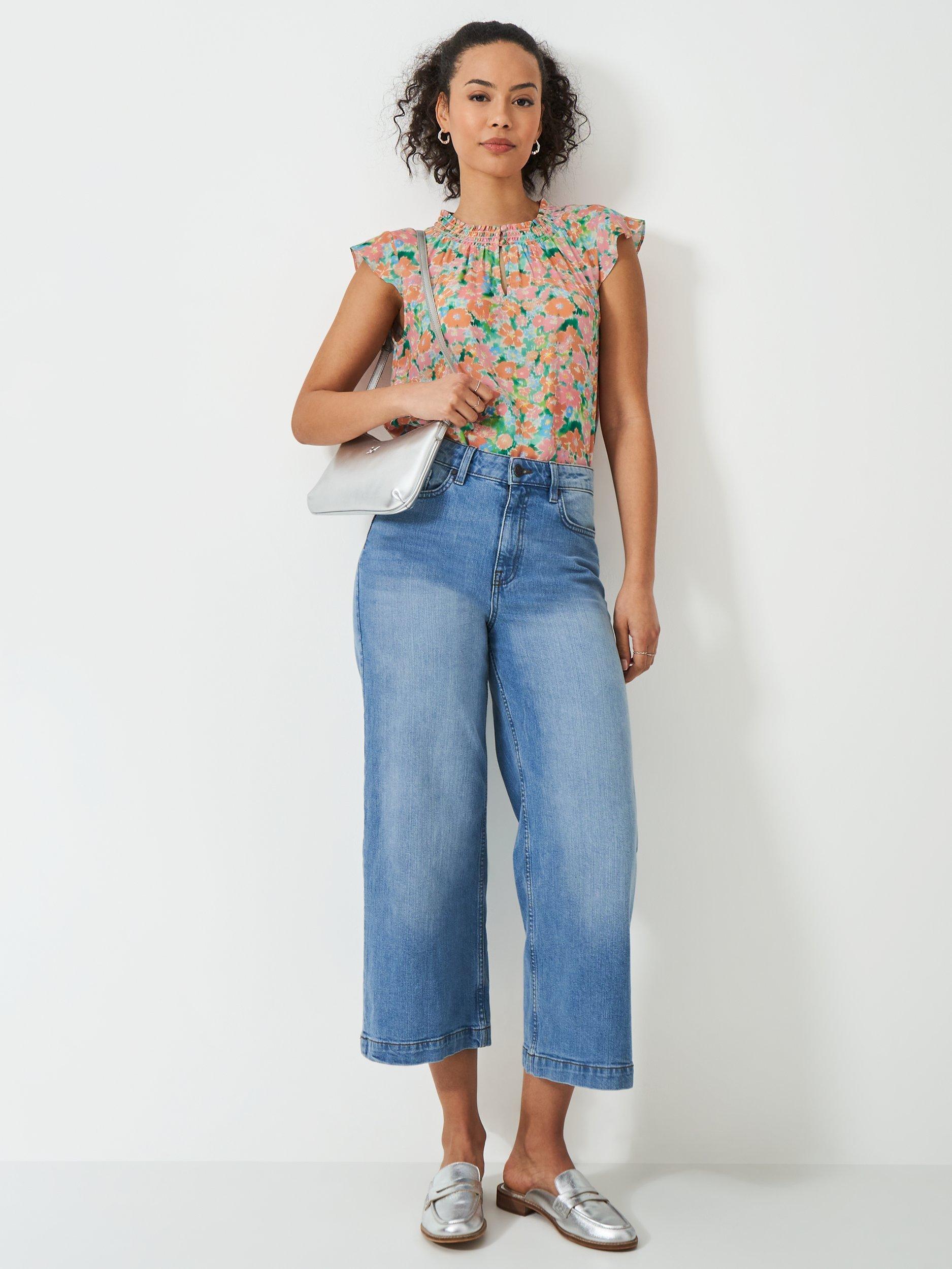 Product image 2 of 5, which shows Crew Clothing Floral Gathered Neck Blouse, Multi, 6