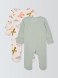 John Lewis Baby Zip Through Butterfly Sleepsuits, Pack of 2, Pink Multi