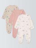 John Lewis Baby Pointelle Sleepsuits, Pack of 3, Pink Multi