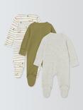 John Lewis Baby Nessy Sleepsuits, Pack of 3, Green Multi