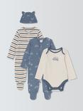 John Lewis Baby Fox Sleepsuit Home From Hospital Set, Blue Multi
