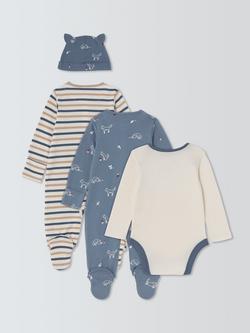 John Lewis Baby Fox Sleepsuit Home From Hospital Set, Blue Multi - view 2, Blue Multi