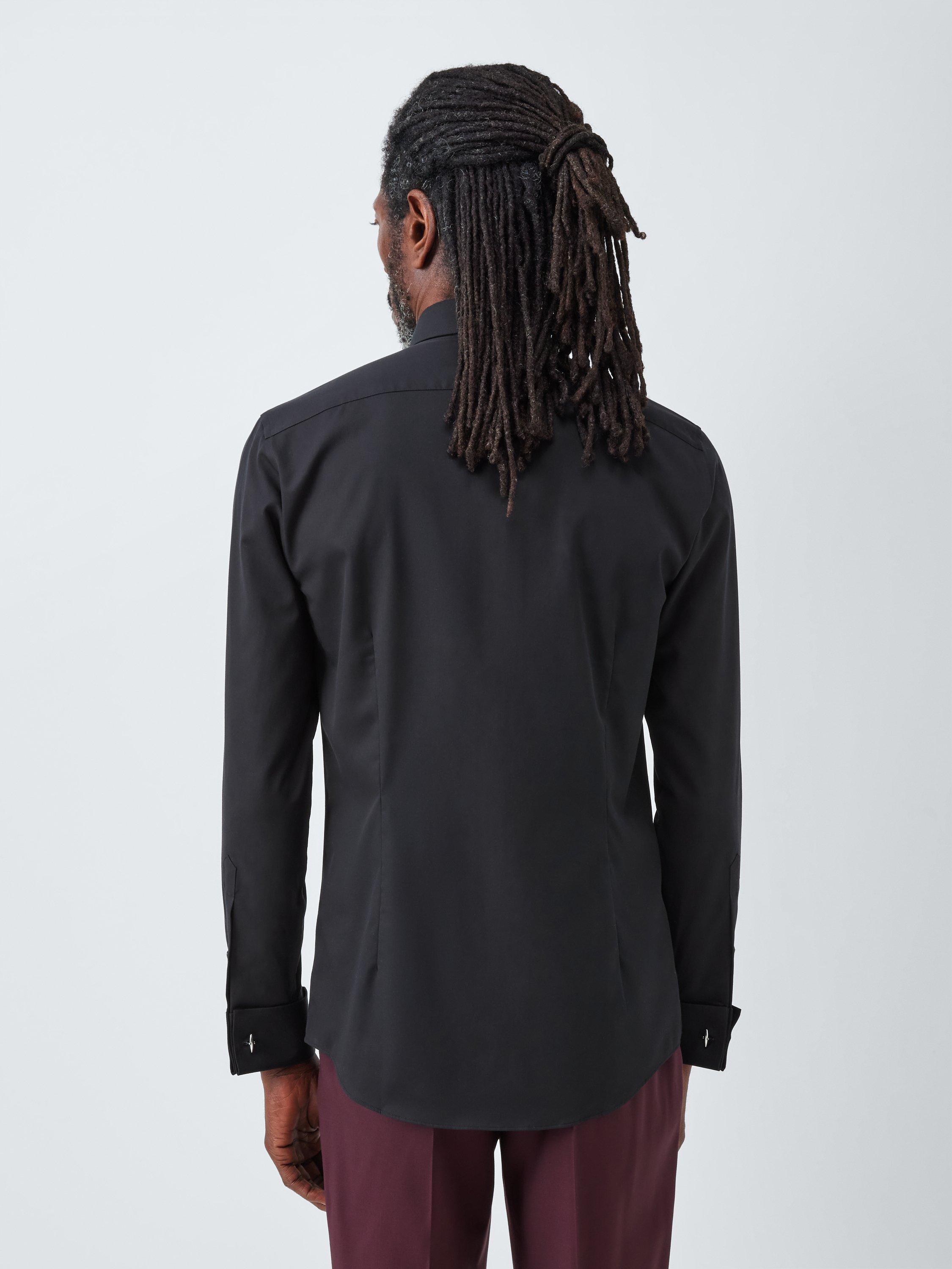 Product image 2 of 7, which shows John Lewis Cotton Slim Fit Shirt, Black, 15/R