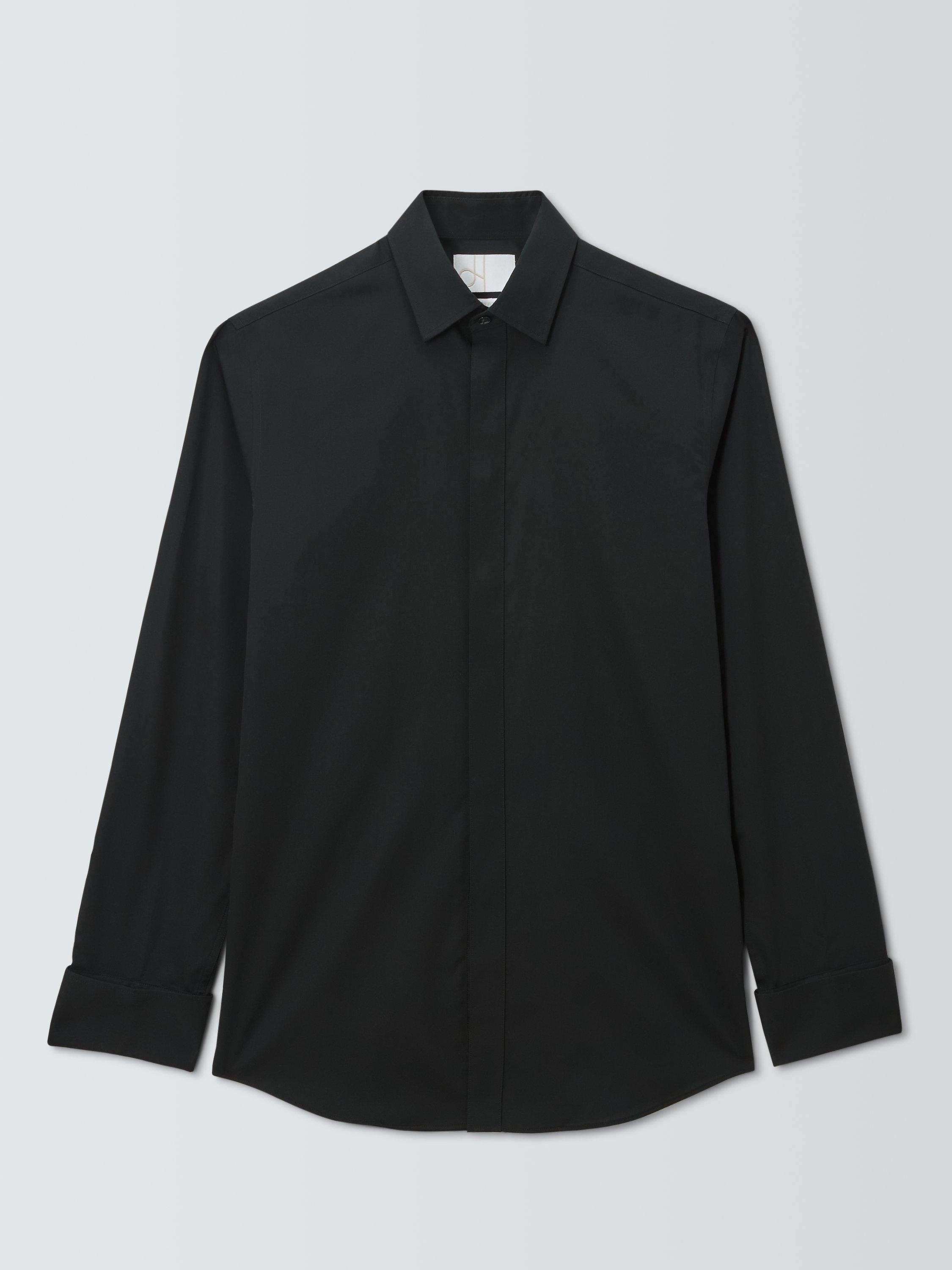 Product image 4 of 7, which shows John Lewis Cotton Slim Fit Shirt, Black, 15/R