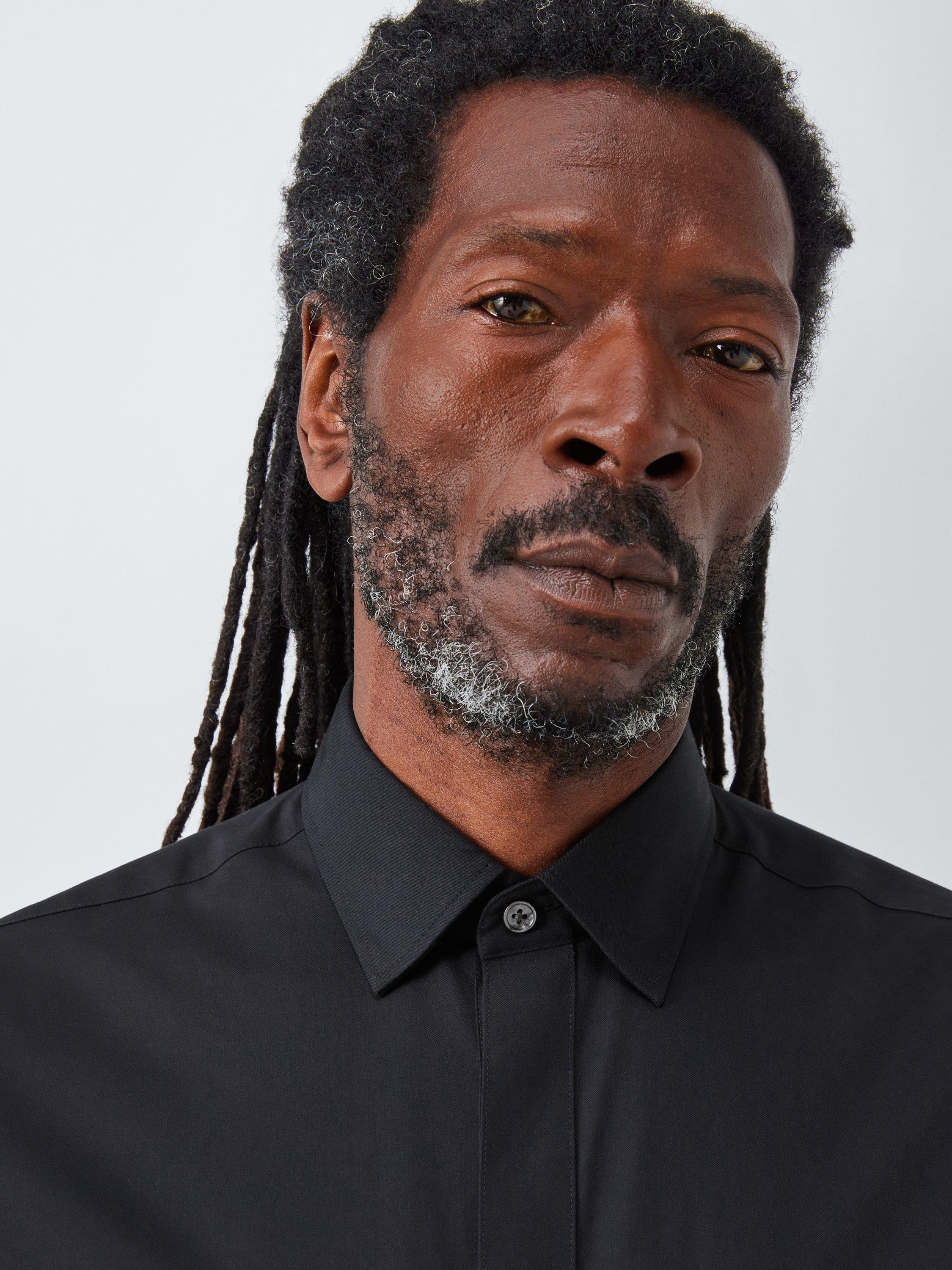 Product image 5 of 7, which shows John Lewis Cotton Slim Fit Shirt, Black, 15/R