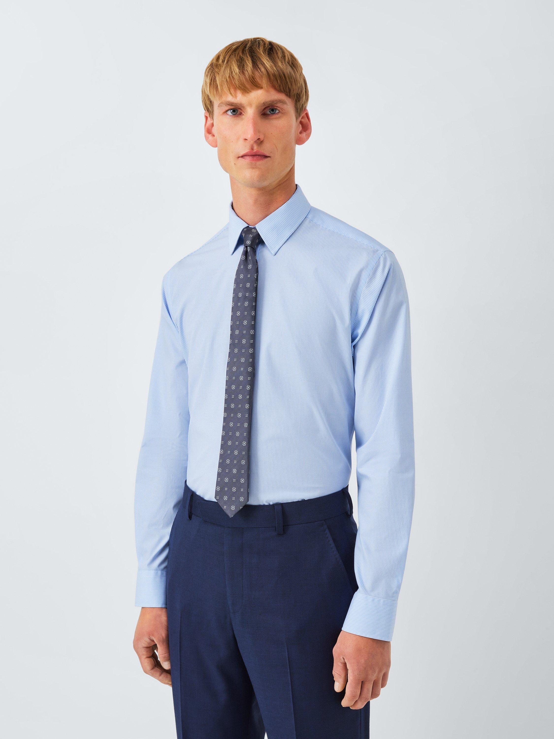 Product image 1 of 7, which shows John Lewis Slim Fit Bengal Stripe Shirt, Blue, 14.5/R