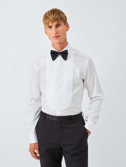 John Lewis Slim Fit Pleat Bib Front Cotton Shirt, White, White