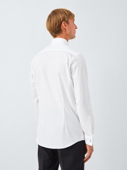 John Lewis Slim Fit Pleat Bib Front Cotton Shirt, White - view 2, White