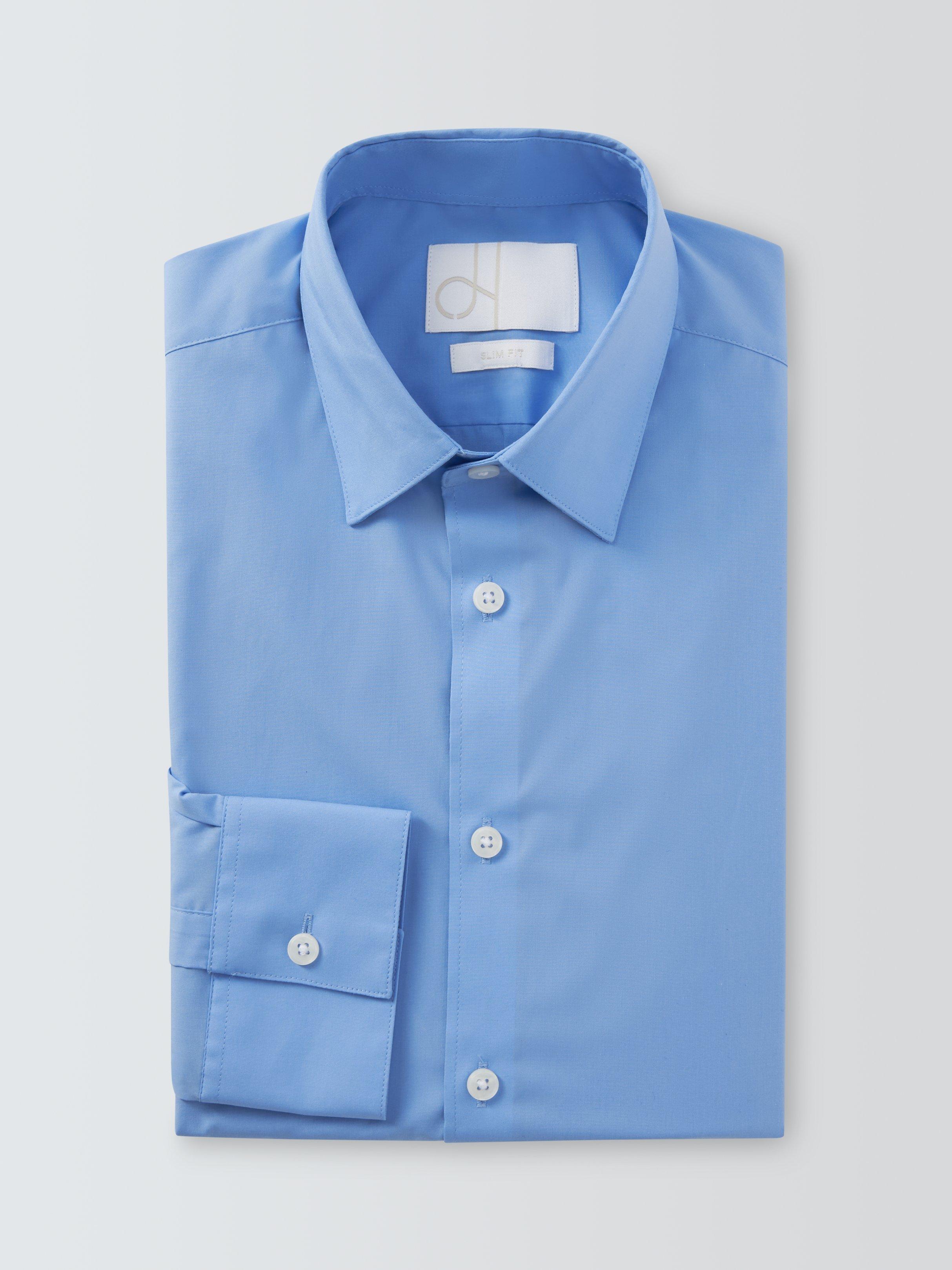 Product image 2 of 3, which shows John Lewis Slim Fit Poplin Cotton Shirt, Blue, 15/R