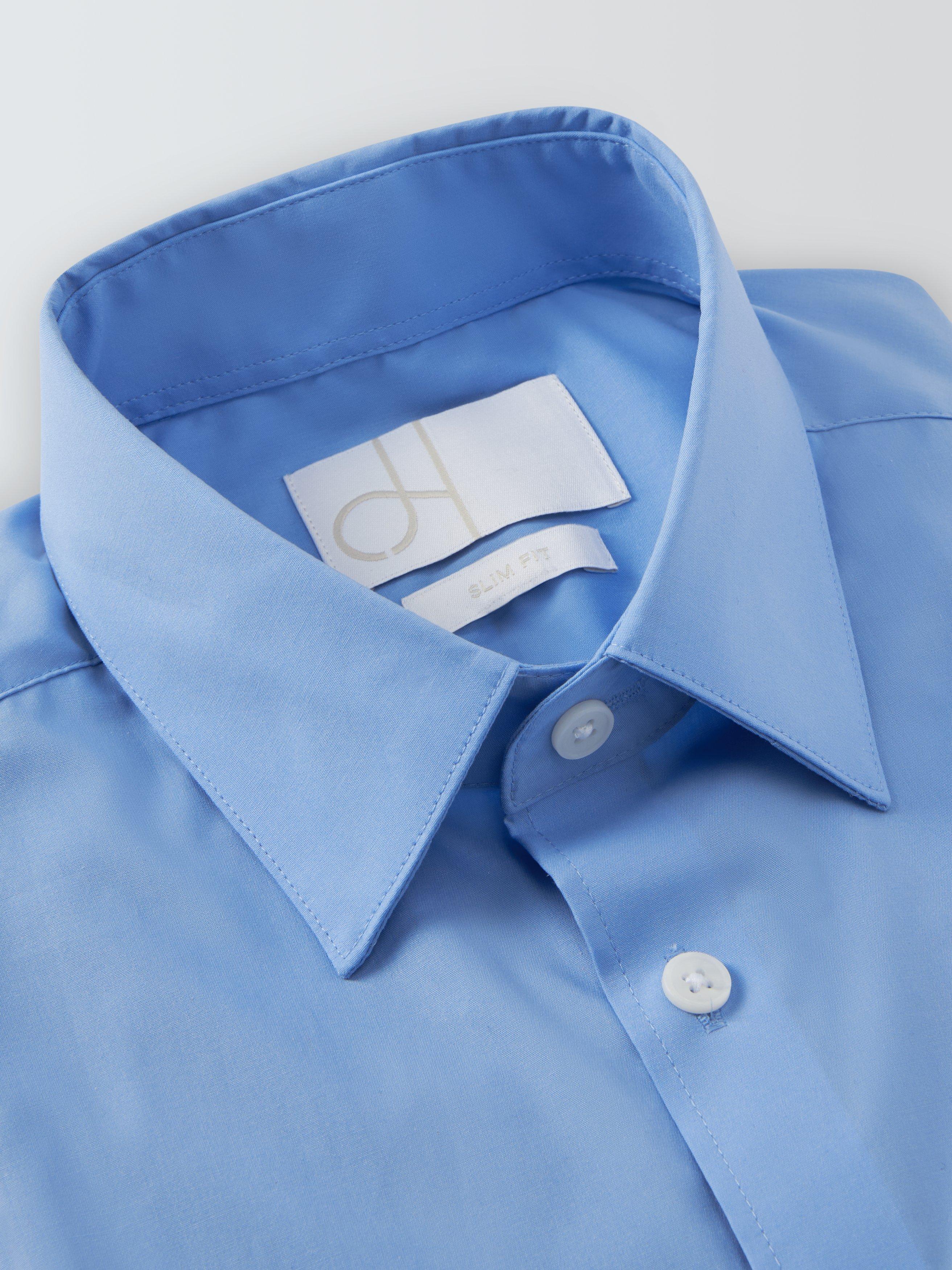 Product image 3 of 3, which shows John Lewis Slim Fit Poplin Cotton Shirt, Blue, 15/R