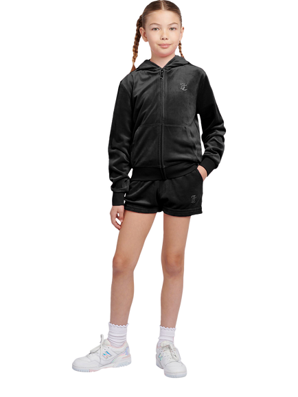 Juicy Couture Kids' Velour Fold Up Shorts - view 2, Jet Black