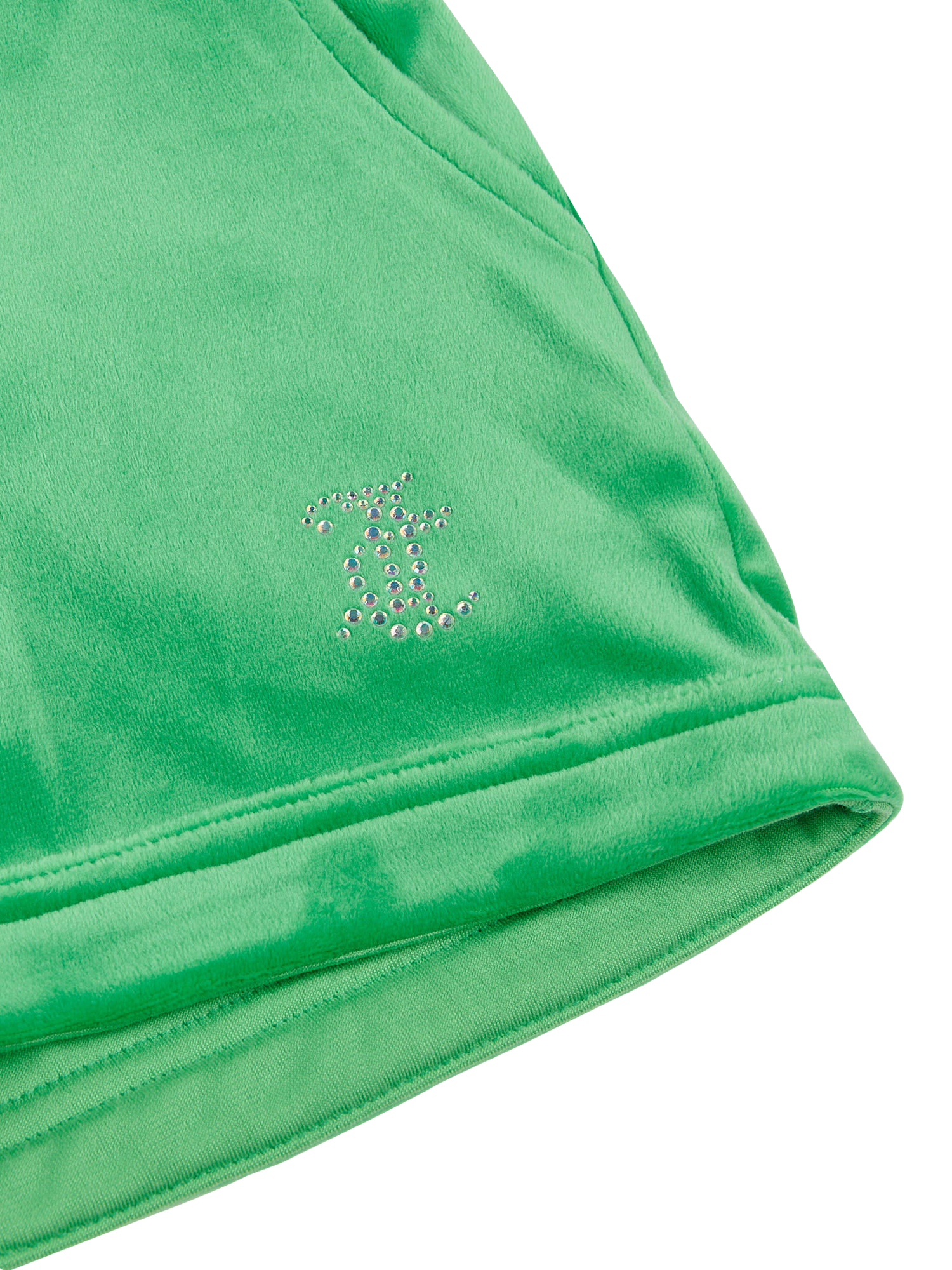 Product image 7 of 7, which shows Juicy Couture Kids' Velour Fold Up Shorts, Green Bee, 7-8 years