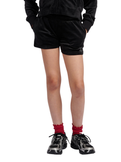 Juicy Couture Kids' Velour Fold Over Waist Shorts, Jet Black