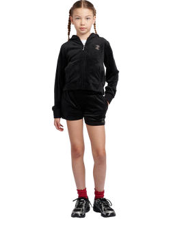 Juicy Couture Kids' Velour Fold Over Waist Shorts - view 2, Jet Black