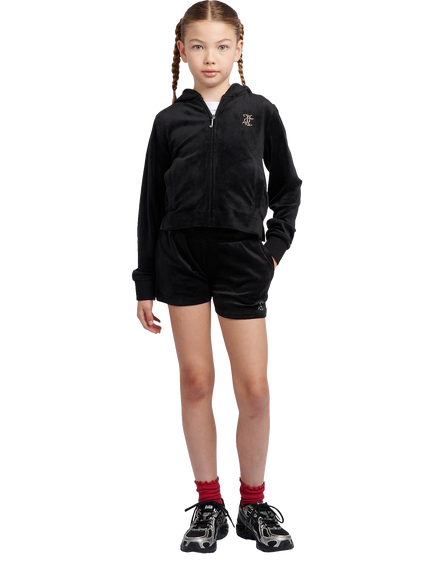 Juicy Couture Kids' Velour Fold Over Waist Shorts - view 2, Jet Black