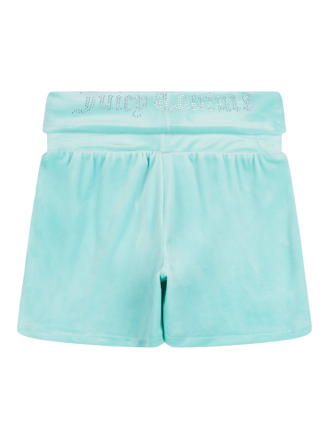 Product image 6 of 7, which shows Juicy Couture Kids' Velour Fold Waist Shorts, Angel Blue, 7-8 years