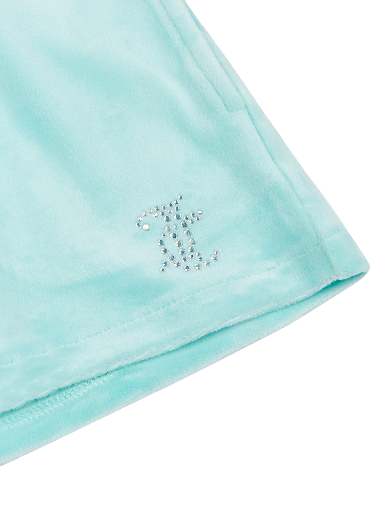 Product image 7 of 7, which shows Juicy Couture Kids' Velour Fold Waist Shorts, Angel Blue, 7-8 years
