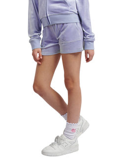 Juicy Couture Kids' Tonal Embroidered Velour Shorts, Jacaranda