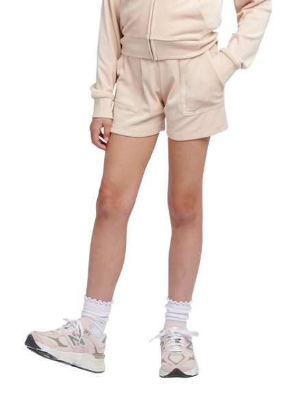 Juicy Couture Kids' Tonal Velour Shorts, Gray Morn