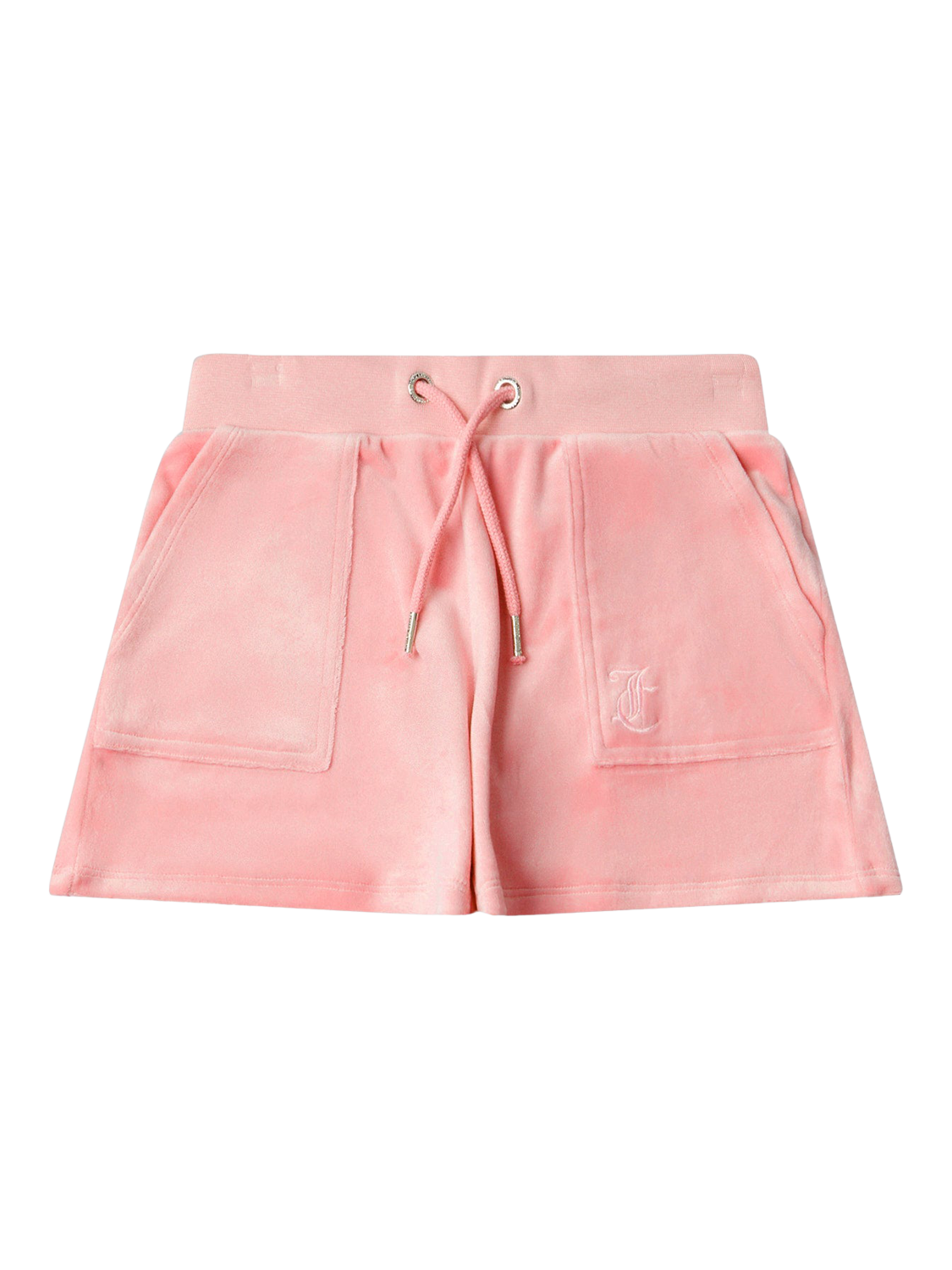 Product image 5 of 7, which shows Juicy Couture Kids' Tonal Embroidered Velour Shorts, Peach Blossom, 7-8 years