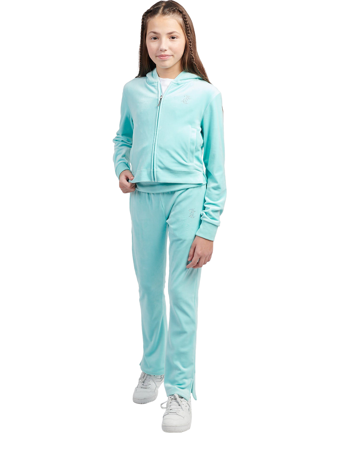 Product image 2 of 8, which shows Juicy Couture Kids' Arch Zip Hoodie, Angel Blue, 7-8 years