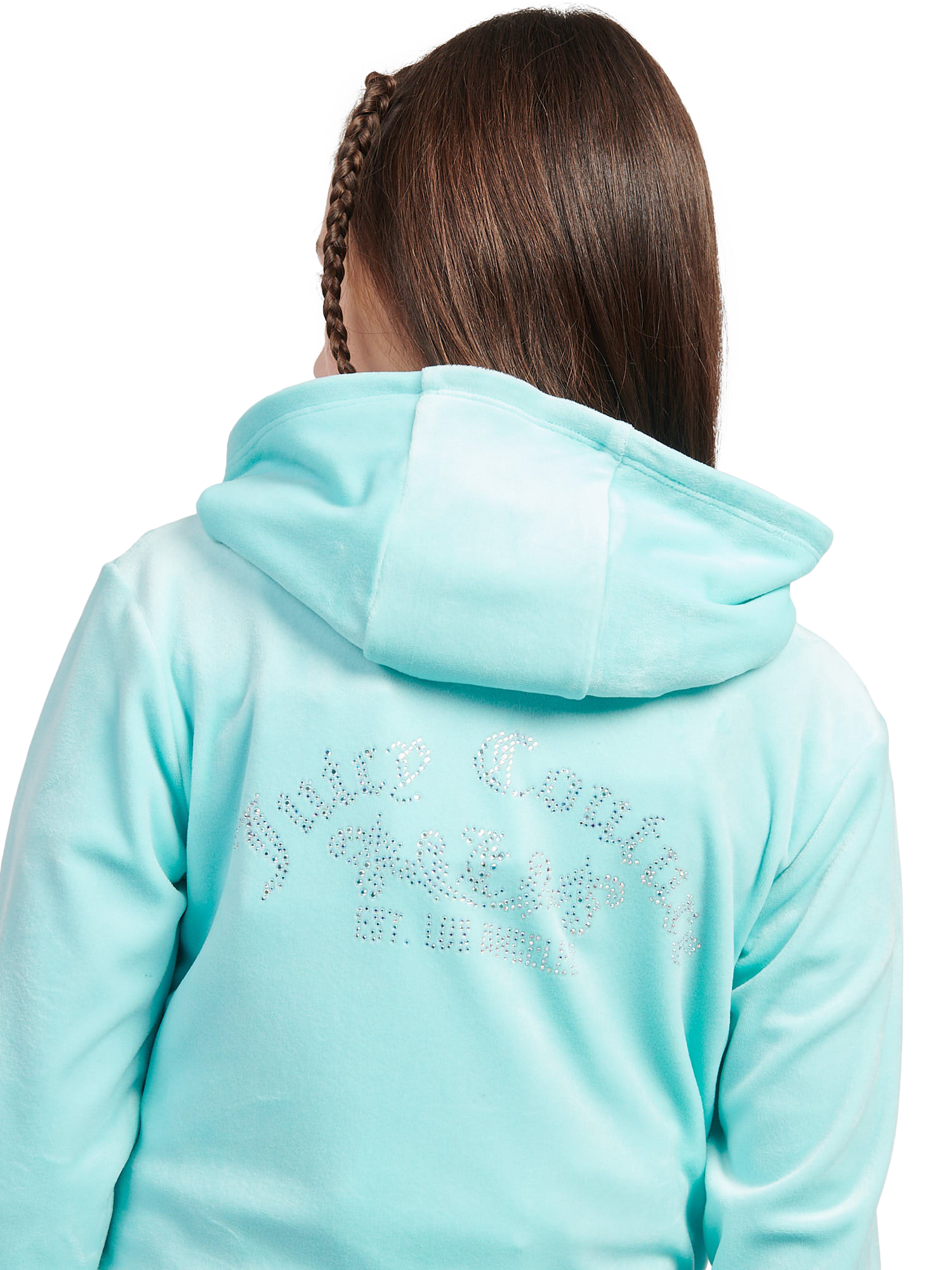 Product image 5 of 8, which shows Juicy Couture Kids' Arch Zip Hoodie, Angel Blue, 7-8 years