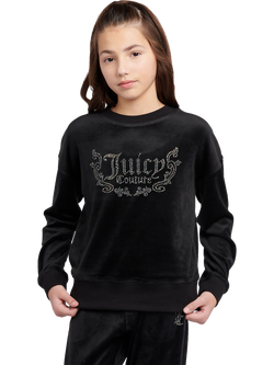 Juicy Couture Kids' Logo Crew Neck Sweatshirt, Jet Black
