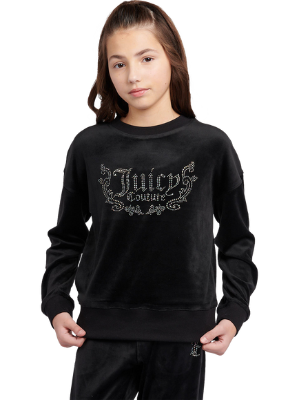 Juicy Couture Kids' Logo Crew Neck Sweatshirt, Jet Black