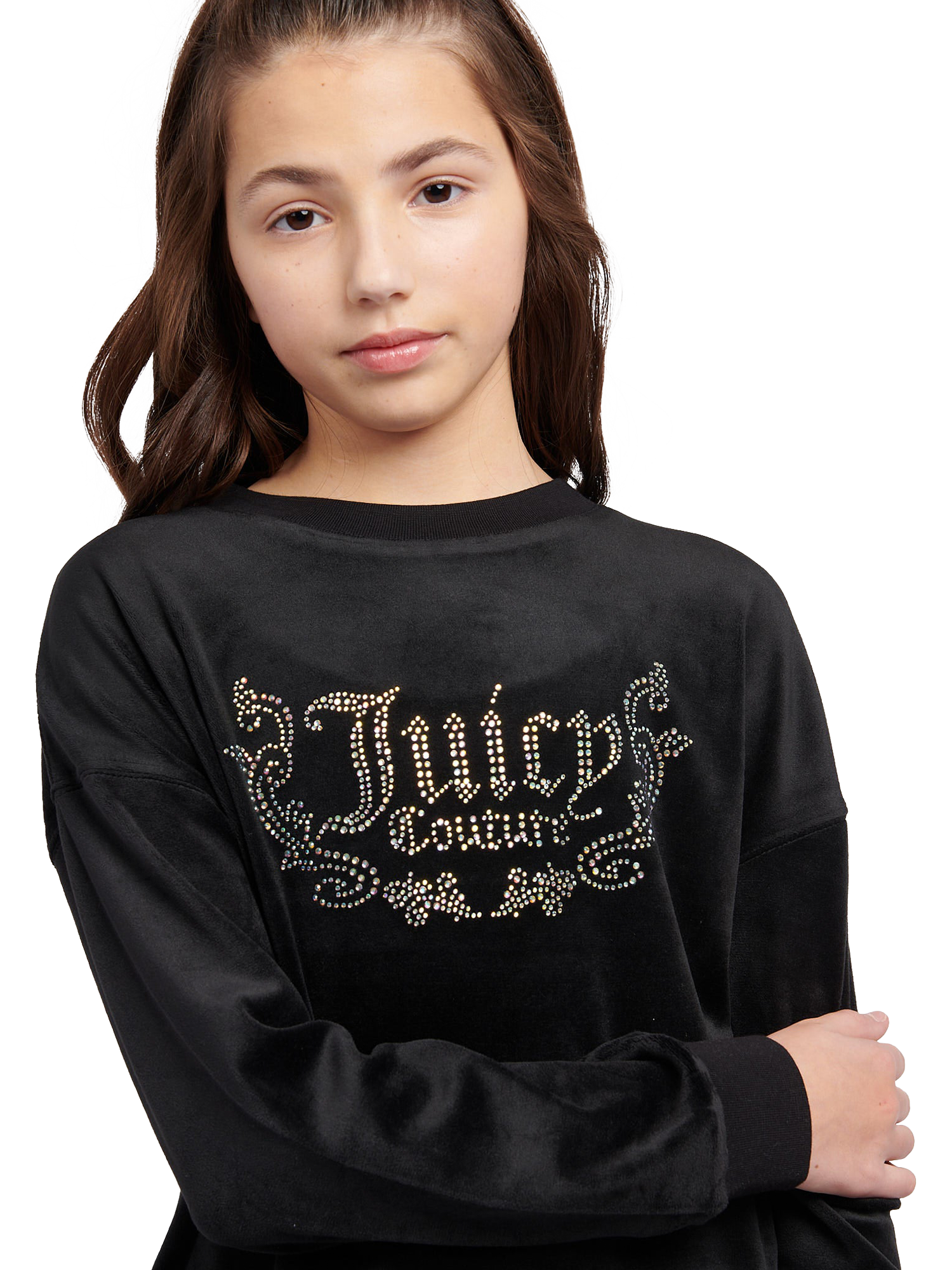 Product image 4 of 7, which shows Juicy Couture Kids' Logo Crew Neck Sweatshirt, Jet Black, 7-8 years