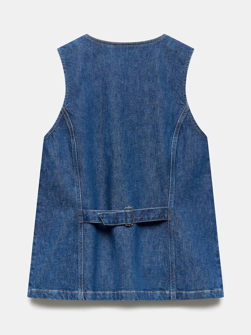 Product image 7 of 7, which shows Mint Velvet High Neck Denim Waistcoat, Blue, L
