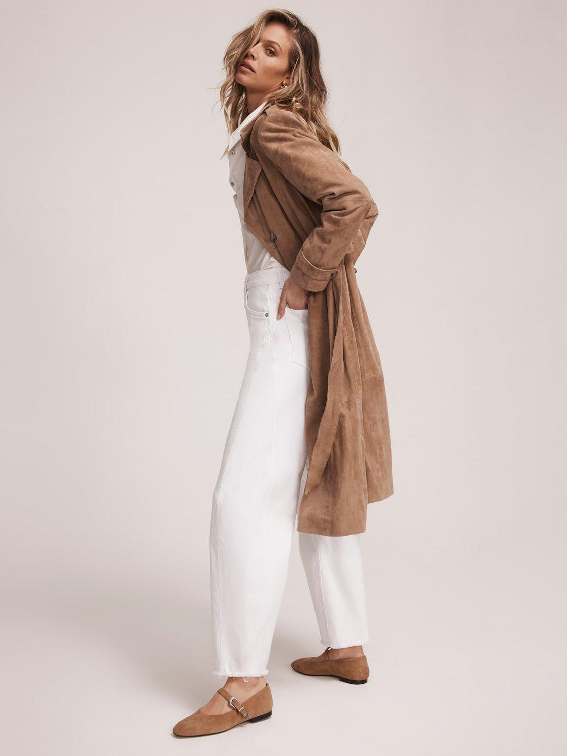 Product image 5 of 8, which shows Mint Velvet Suede Trench Coat, Natural/Multi, L