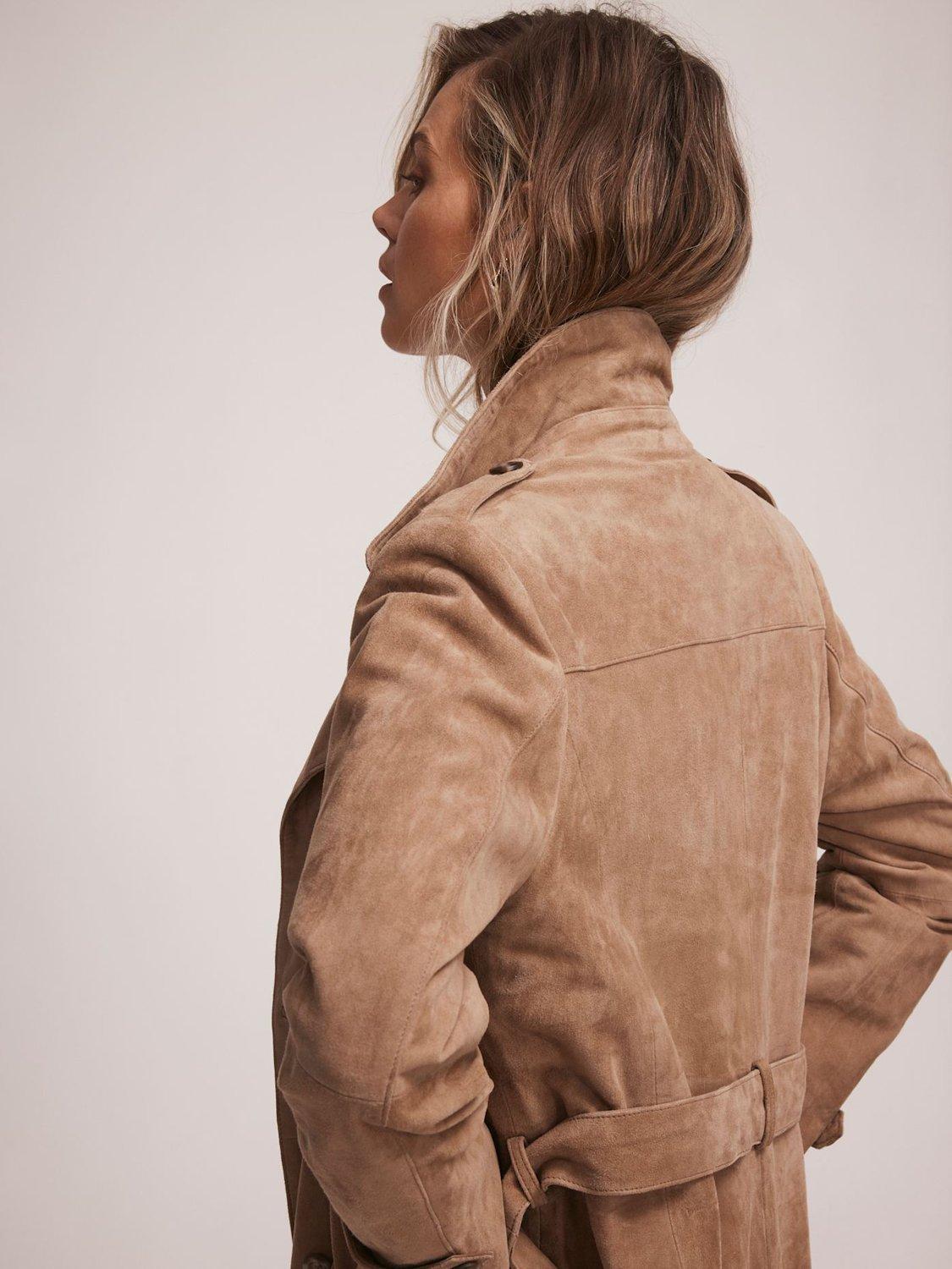 Product image 6 of 8, which shows Mint Velvet Suede Trench Coat, Natural/Multi, L