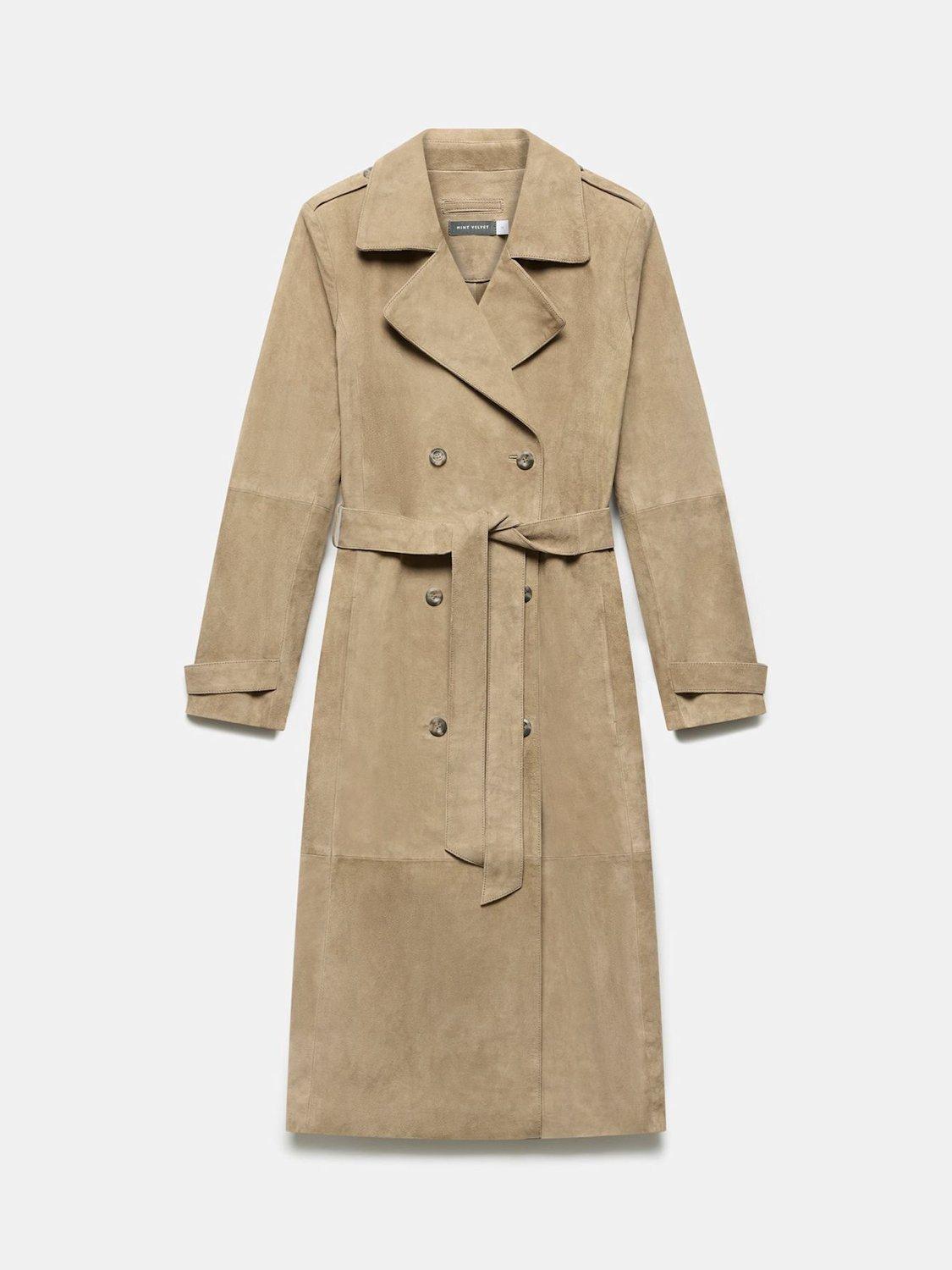 Product image 7 of 8, which shows Mint Velvet Suede Trench Coat, Natural/Multi, L
