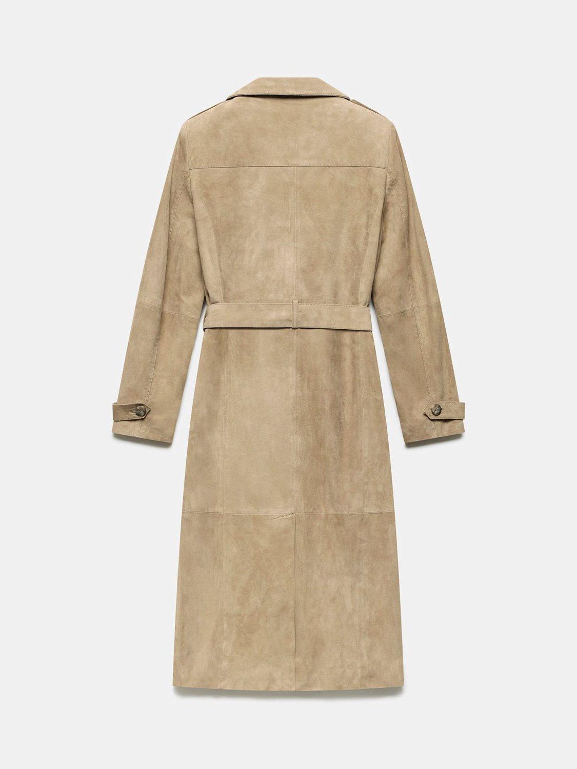 Product image 8 of 8, which shows Mint Velvet Suede Trench Coat, Natural/Multi, L