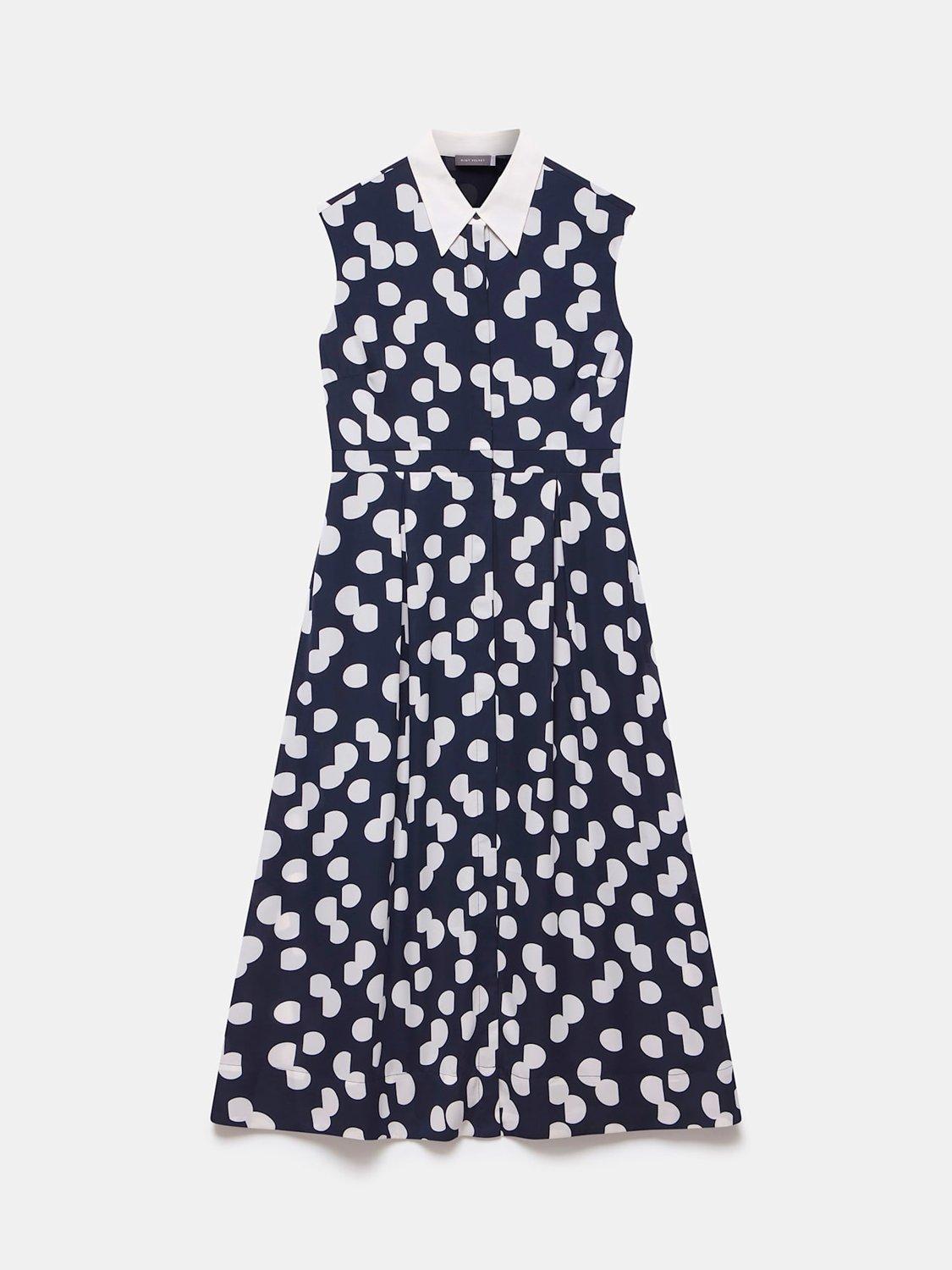 Product image 6 of 6, which shows Mint Velvet Polka Dot Midi Shirt Dress, Navy/Multi, 8