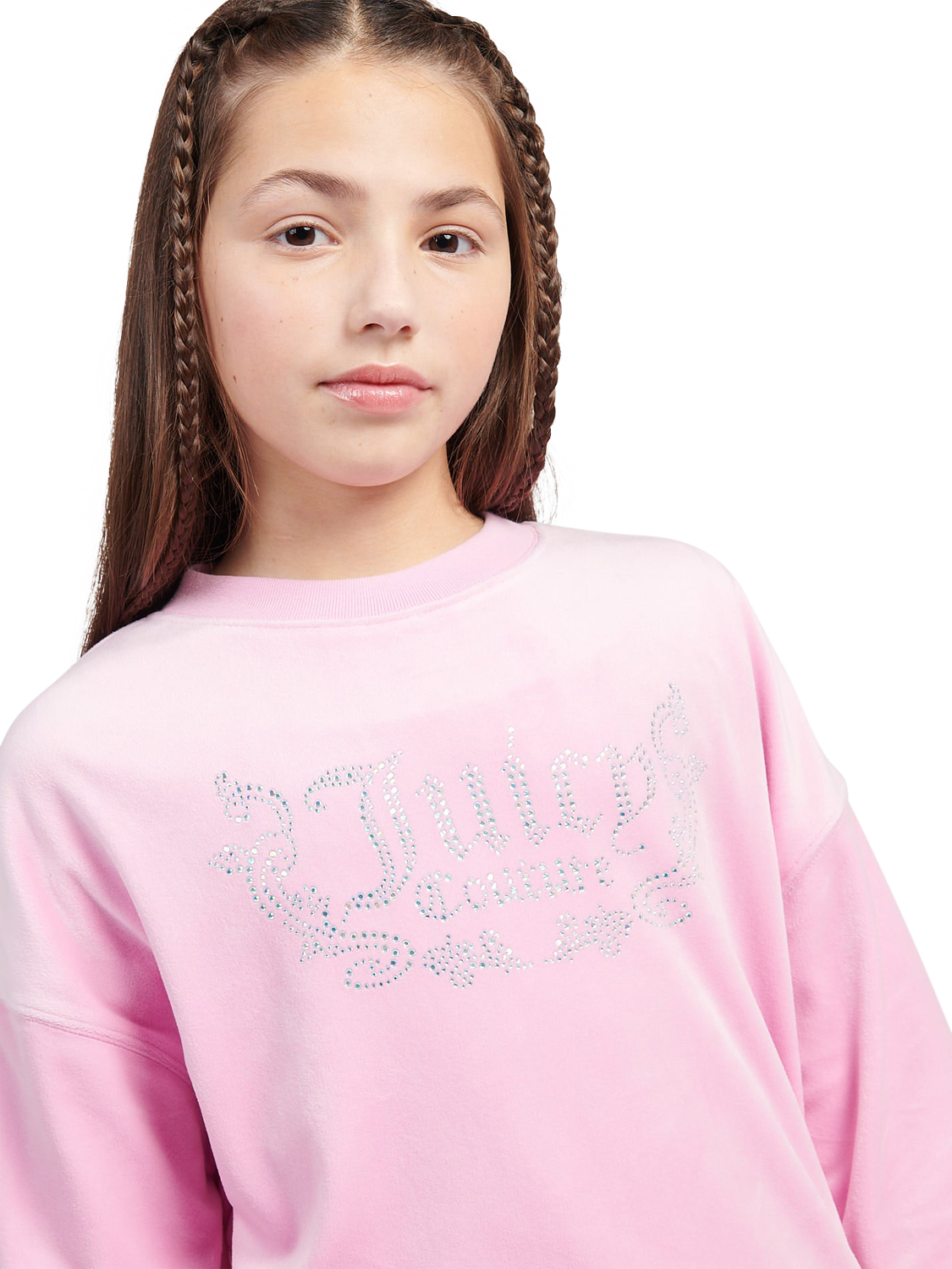 Product image 3 of 6, which shows Juicy Couture Kids' Logo Crew Neck Sweatshirt, Pinky Lilac Chiffon, 7-8 years