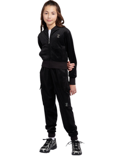 Juicy Couture Kids' Velour Cropped Zip Through Sweatshirt - view 2, Jet Black